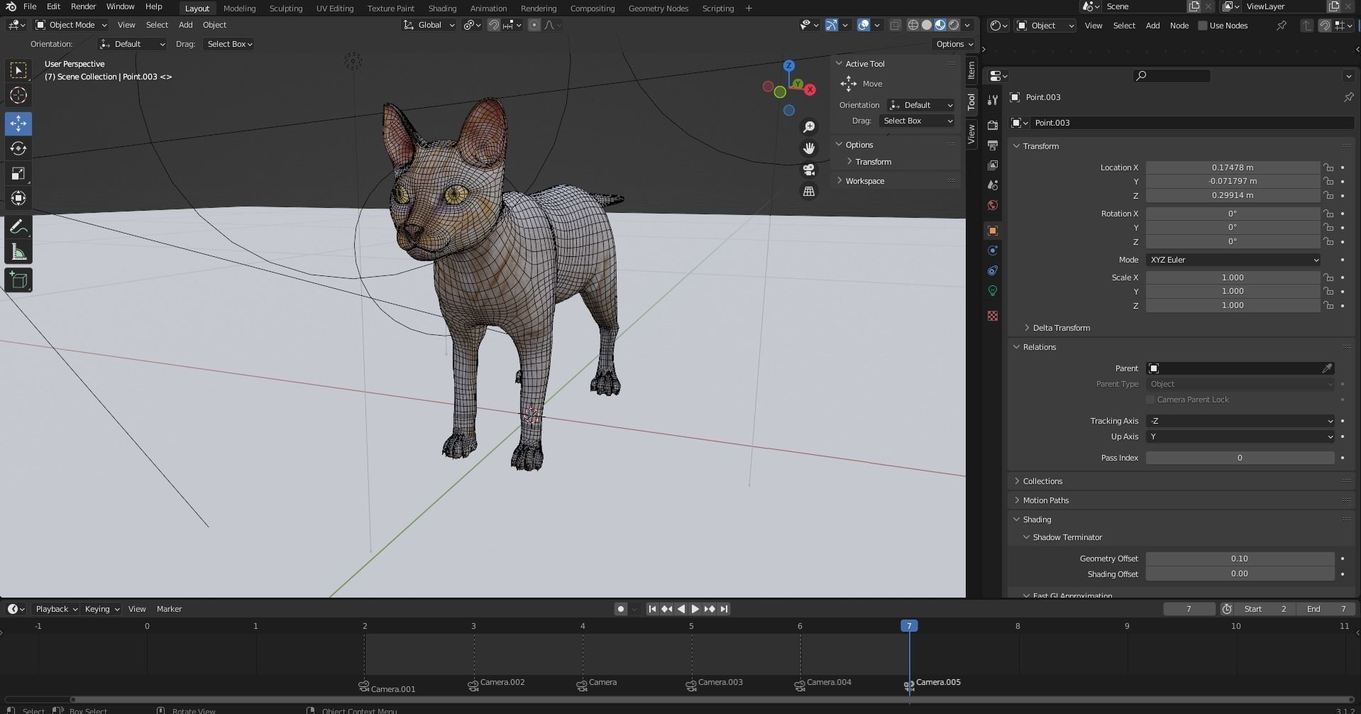 White fur cat No Rigged Low-poly 3D model_17