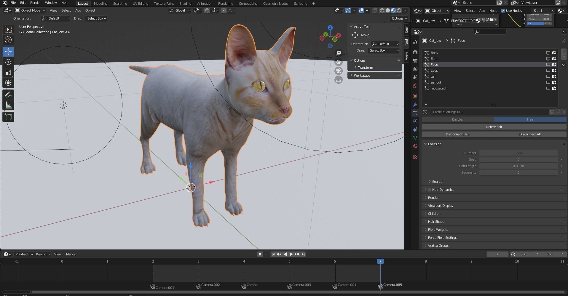 White fur cat No Rigged Low-poly 3D model_22