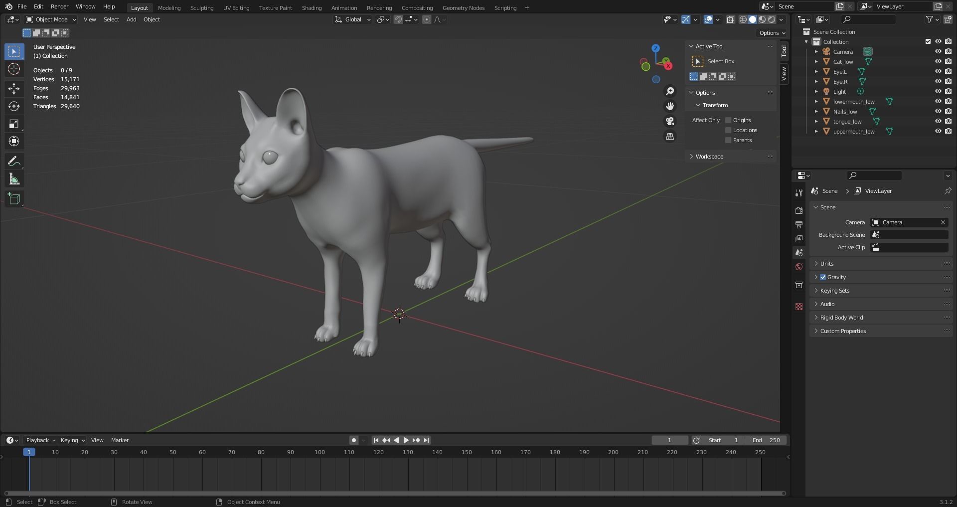 White fur cat No Rigged Low-poly 3D model_23
