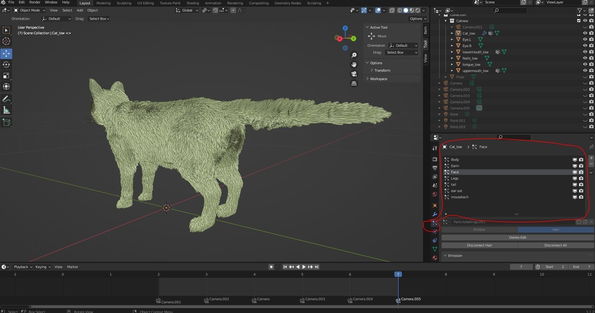 White fur cat No Rigged Low-poly 3D model_14