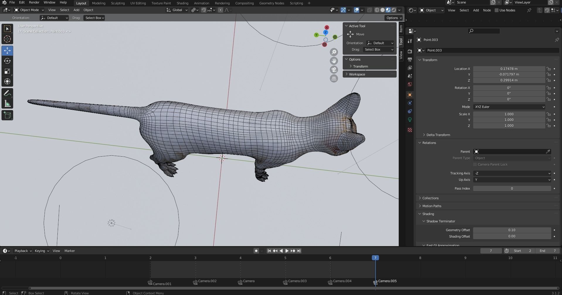 White fur cat No Rigged Low-poly 3D model_8