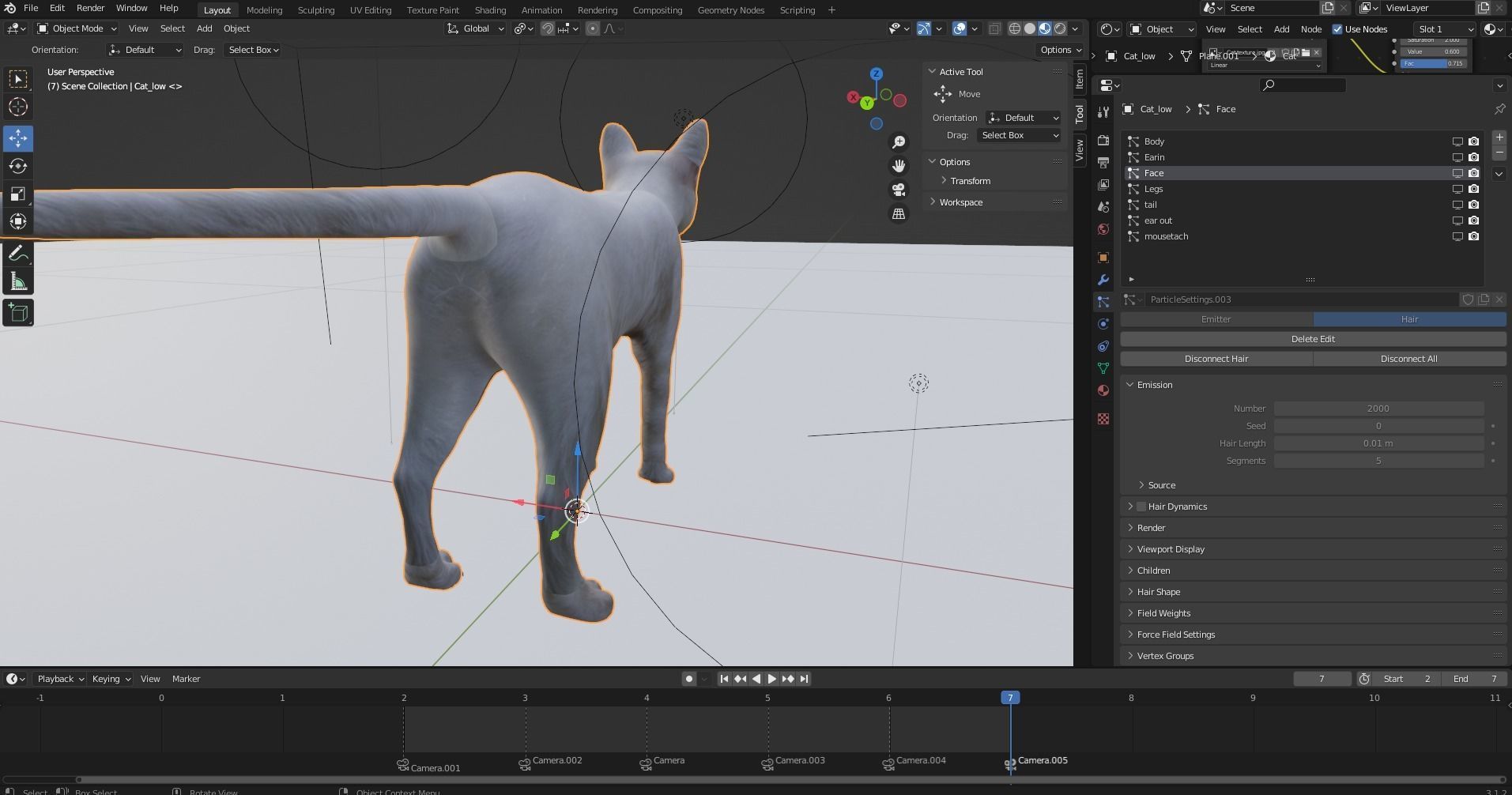 White fur cat No Rigged Low-poly 3D model_7