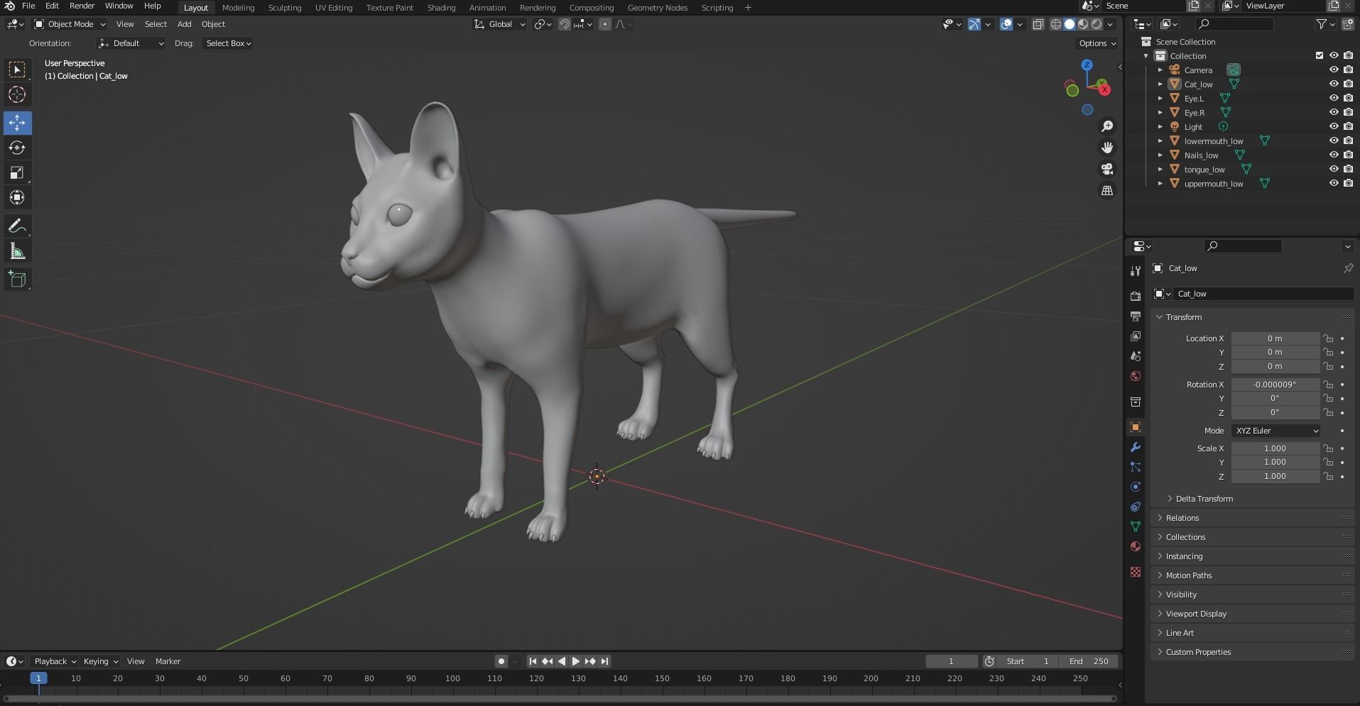White fur cat No Rigged Low-poly 3D model_18