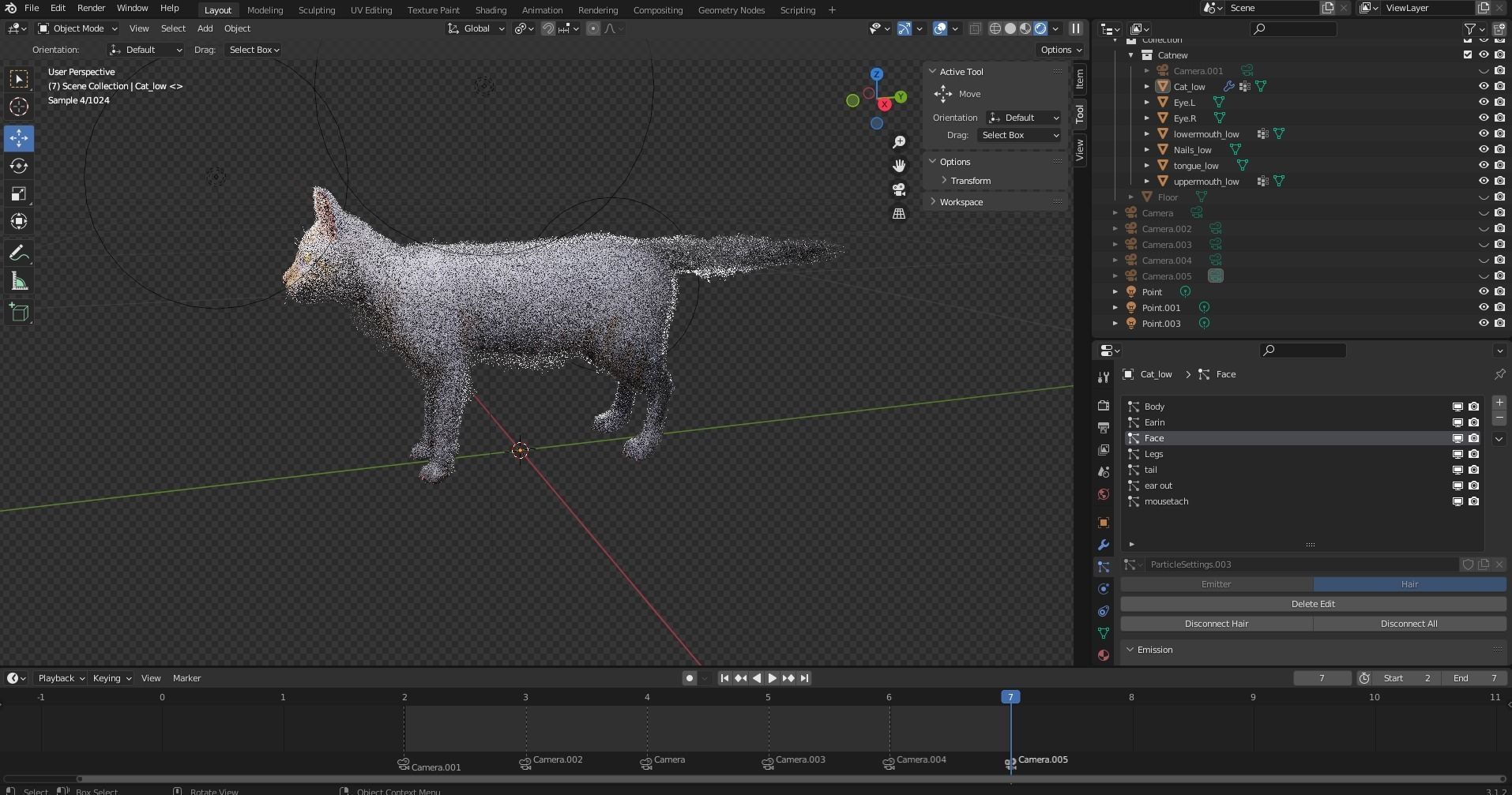White fur cat No Rigged Low-poly 3D model_16