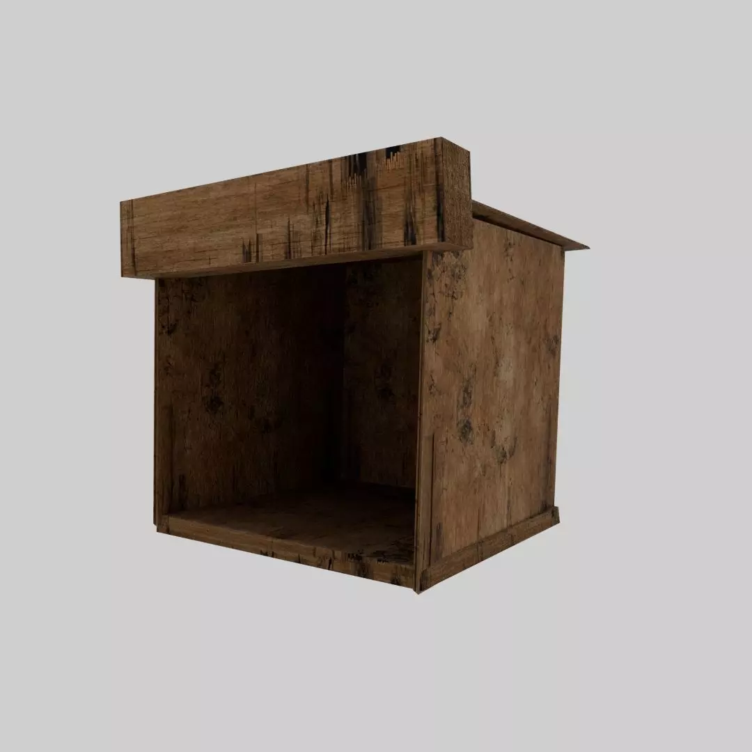 old kiosk Low-poly 3D model_0