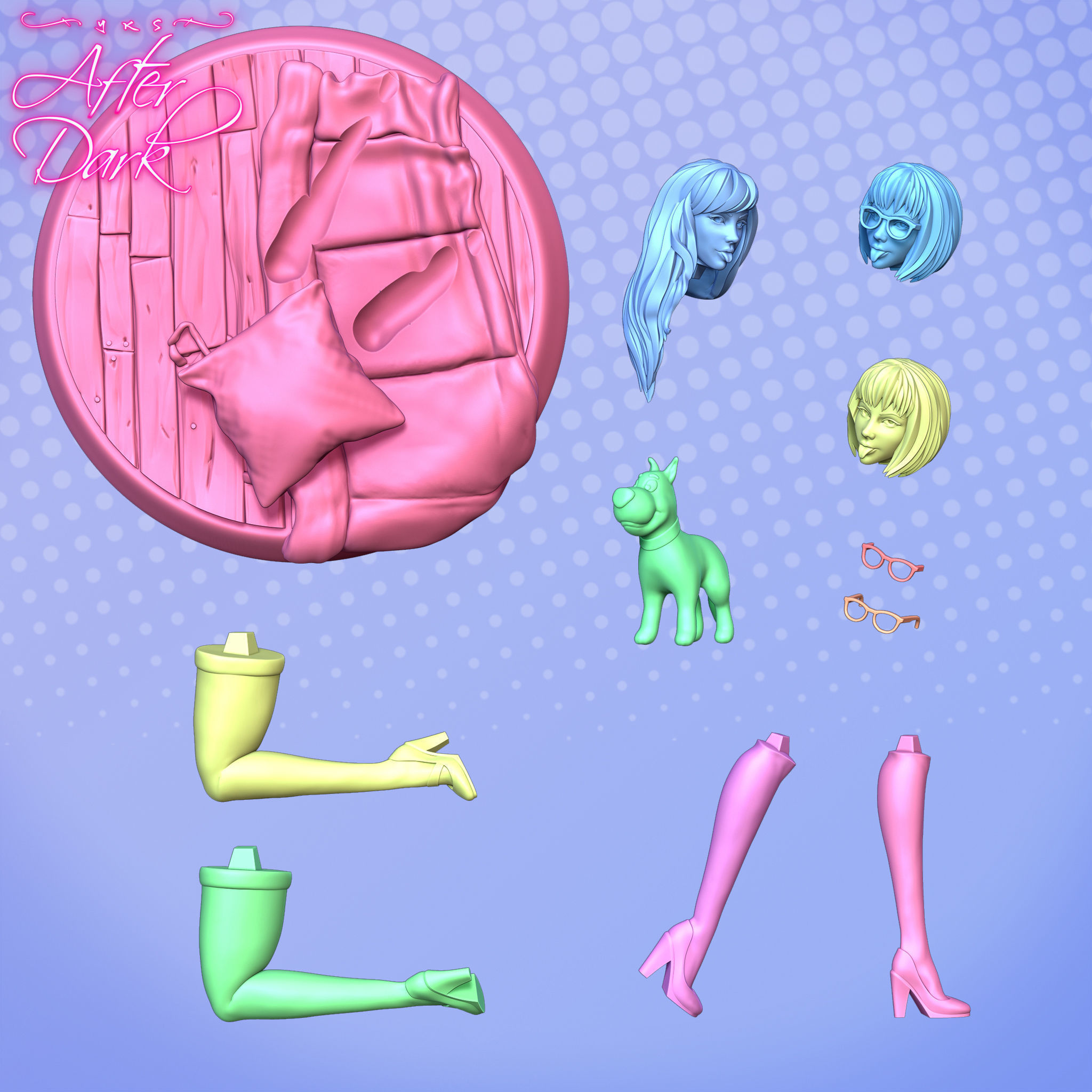 Daphne X Velma Pinup Statuette - Lewd to NSFW 3D print model_14