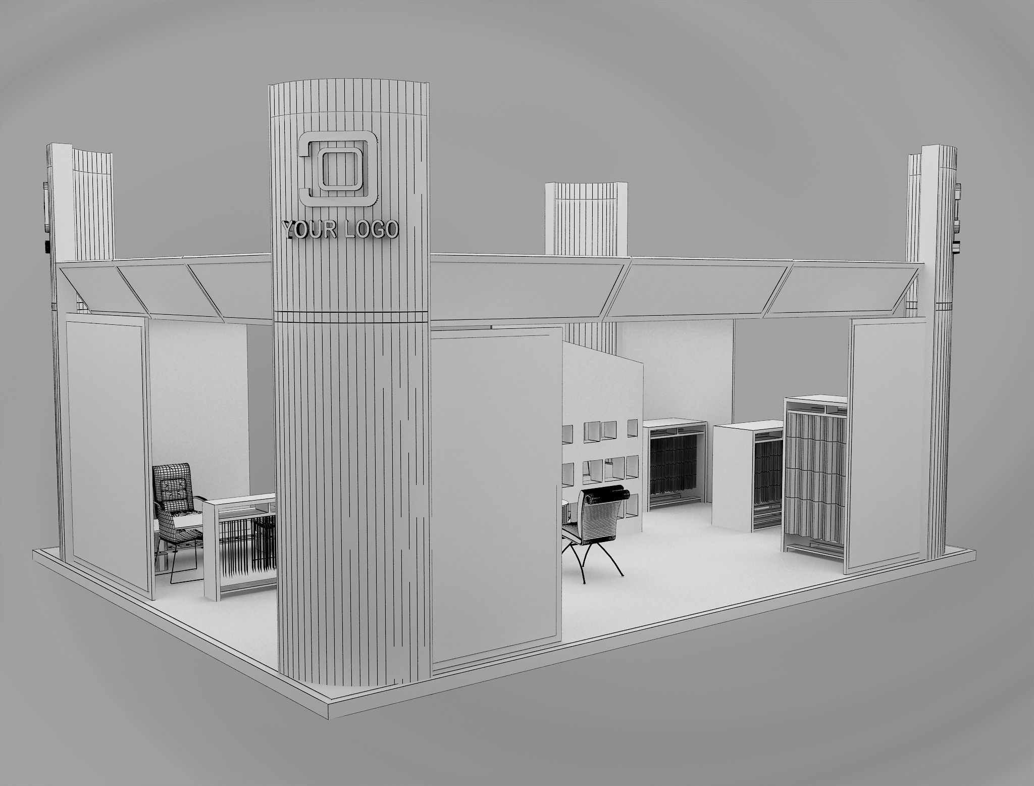 Booth Exhibition Stand a491 3D model_7