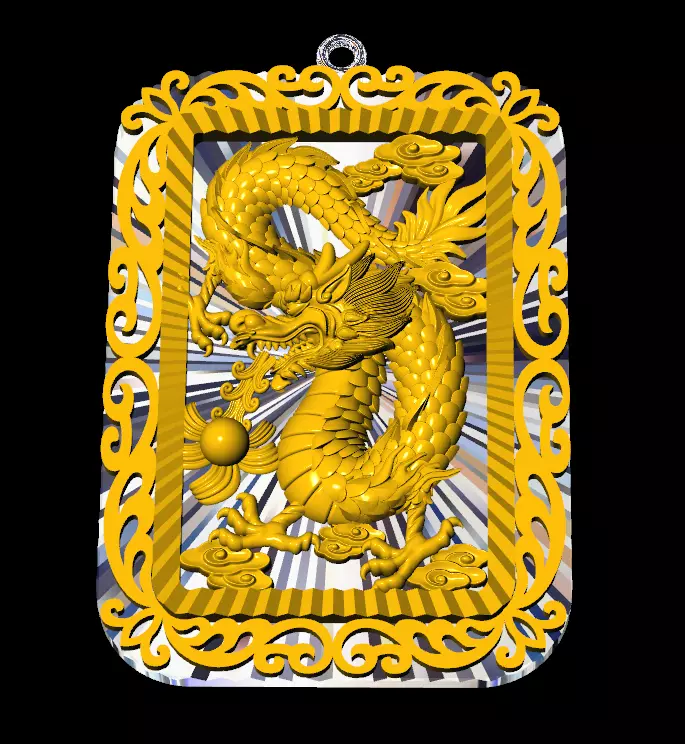 Dragon china style pendant Reliefs 23 3D print model