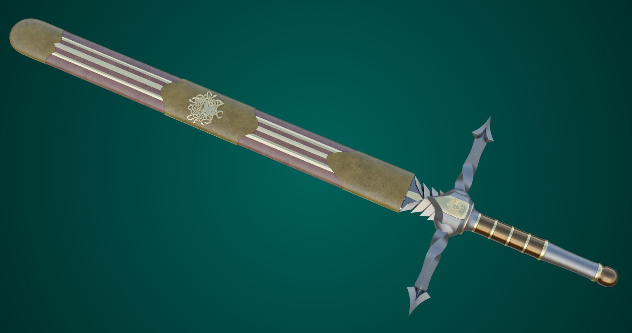 Fantasy Sword 06 Game-Ready PBR Unity UE V-Ray Textures Included Low-poly 3D model_5