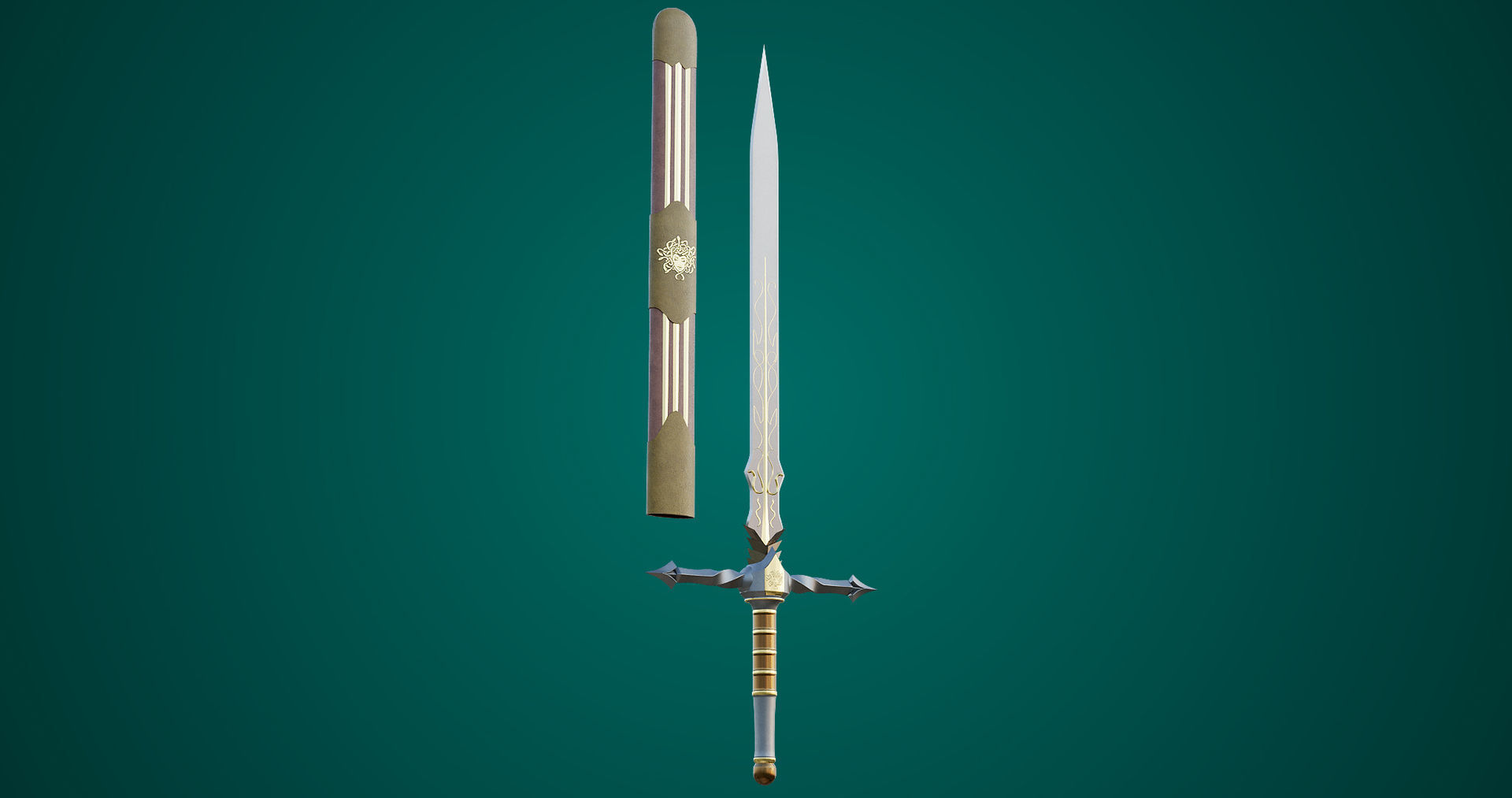 Fantasy Sword 06 Game-Ready PBR Unity UE V-Ray Textures Included Low-poly 3D model_15