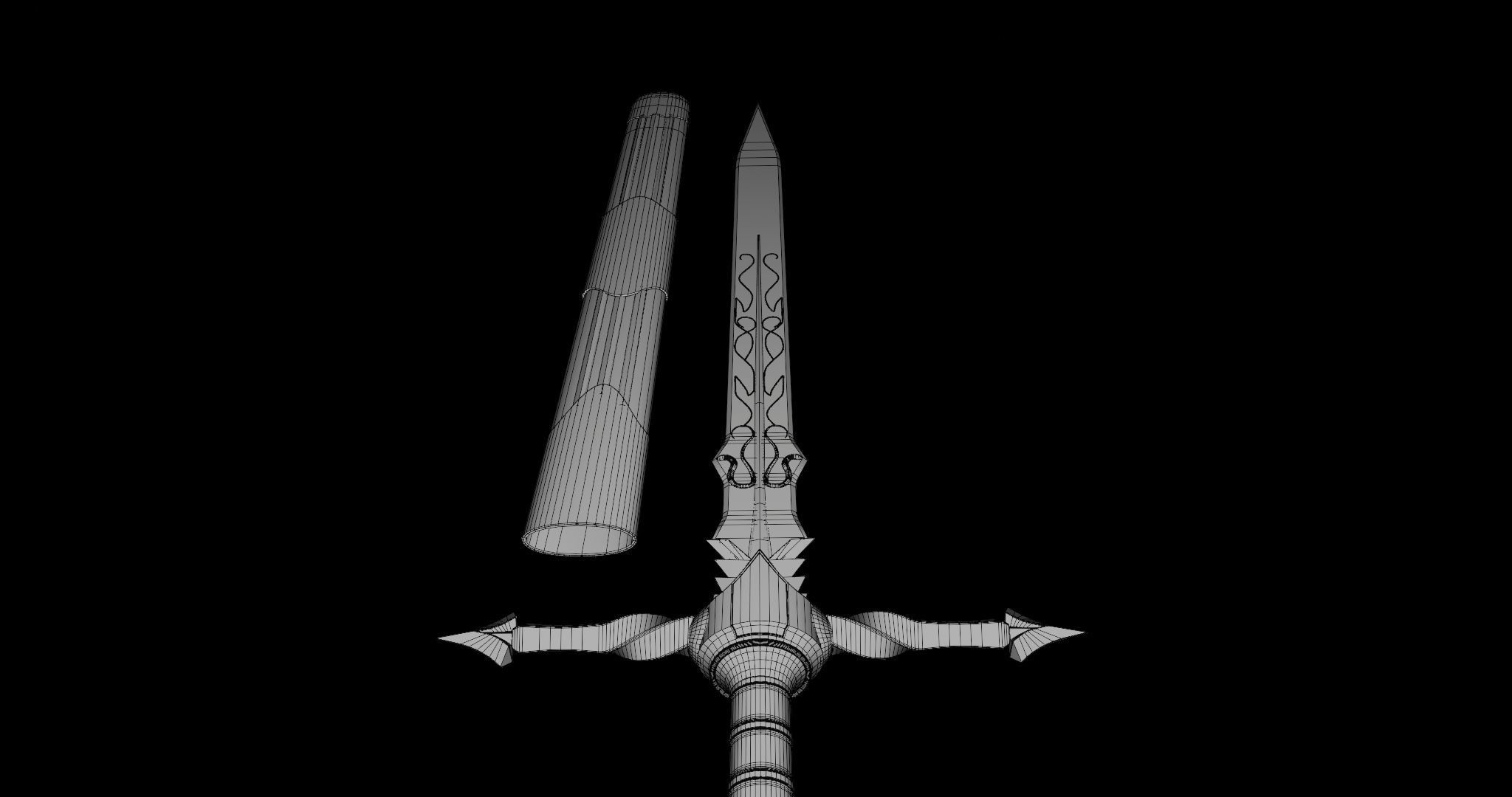 Fantasy Sword 06 Game-Ready PBR Unity UE V-Ray Textures Included Low-poly 3D model_34