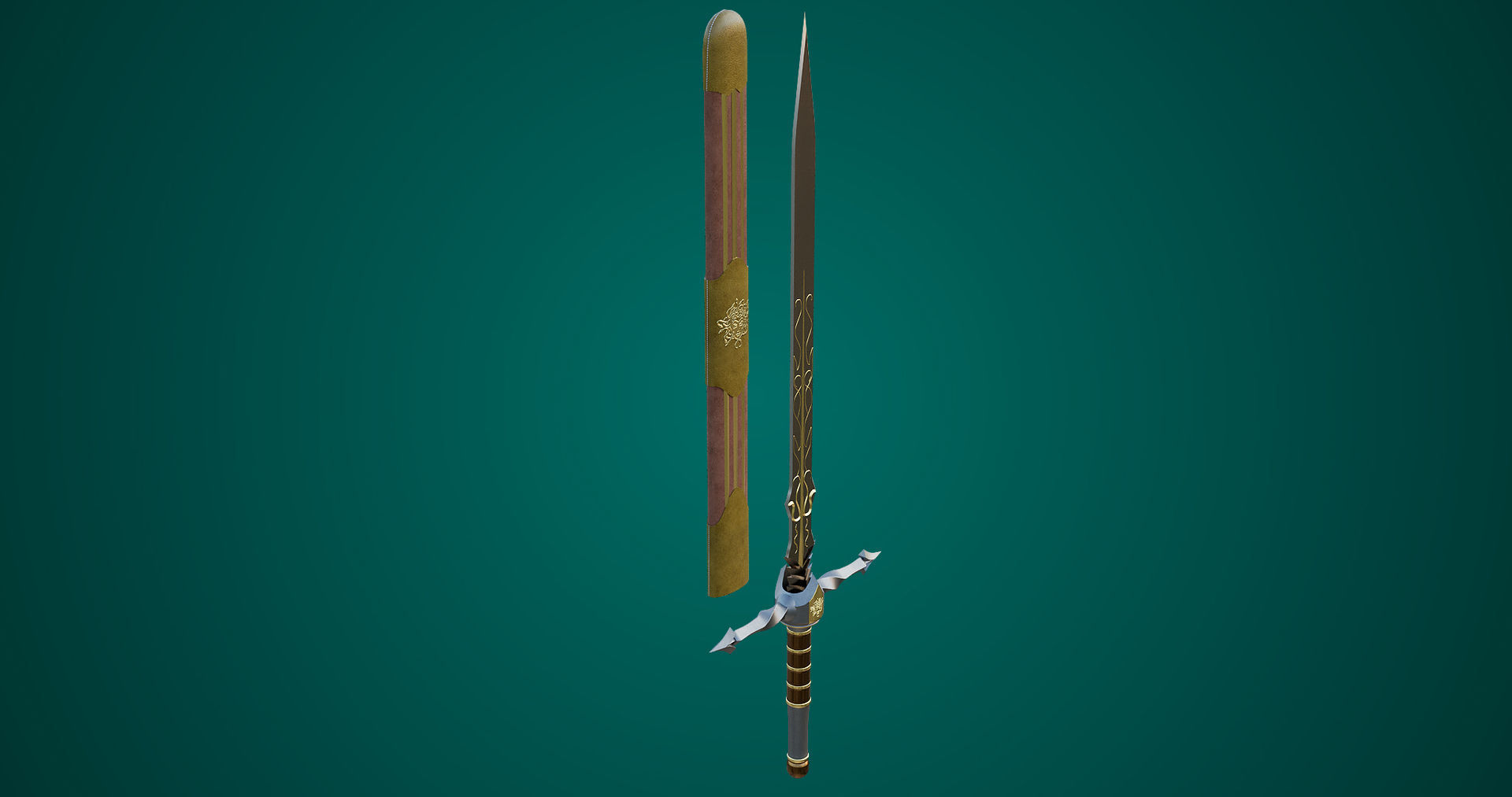 Fantasy Sword 06 Game-Ready PBR Unity UE V-Ray Textures Included Low-poly 3D model_13