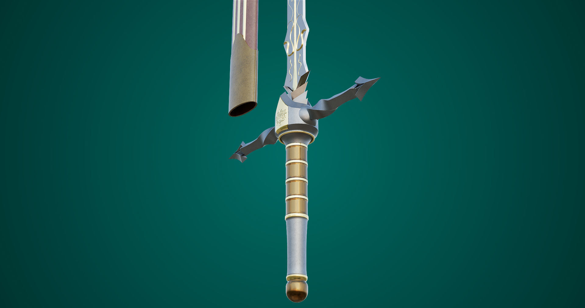 Fantasy Sword 06 Game-Ready PBR Unity UE V-Ray Textures Included Low-poly 3D model_24