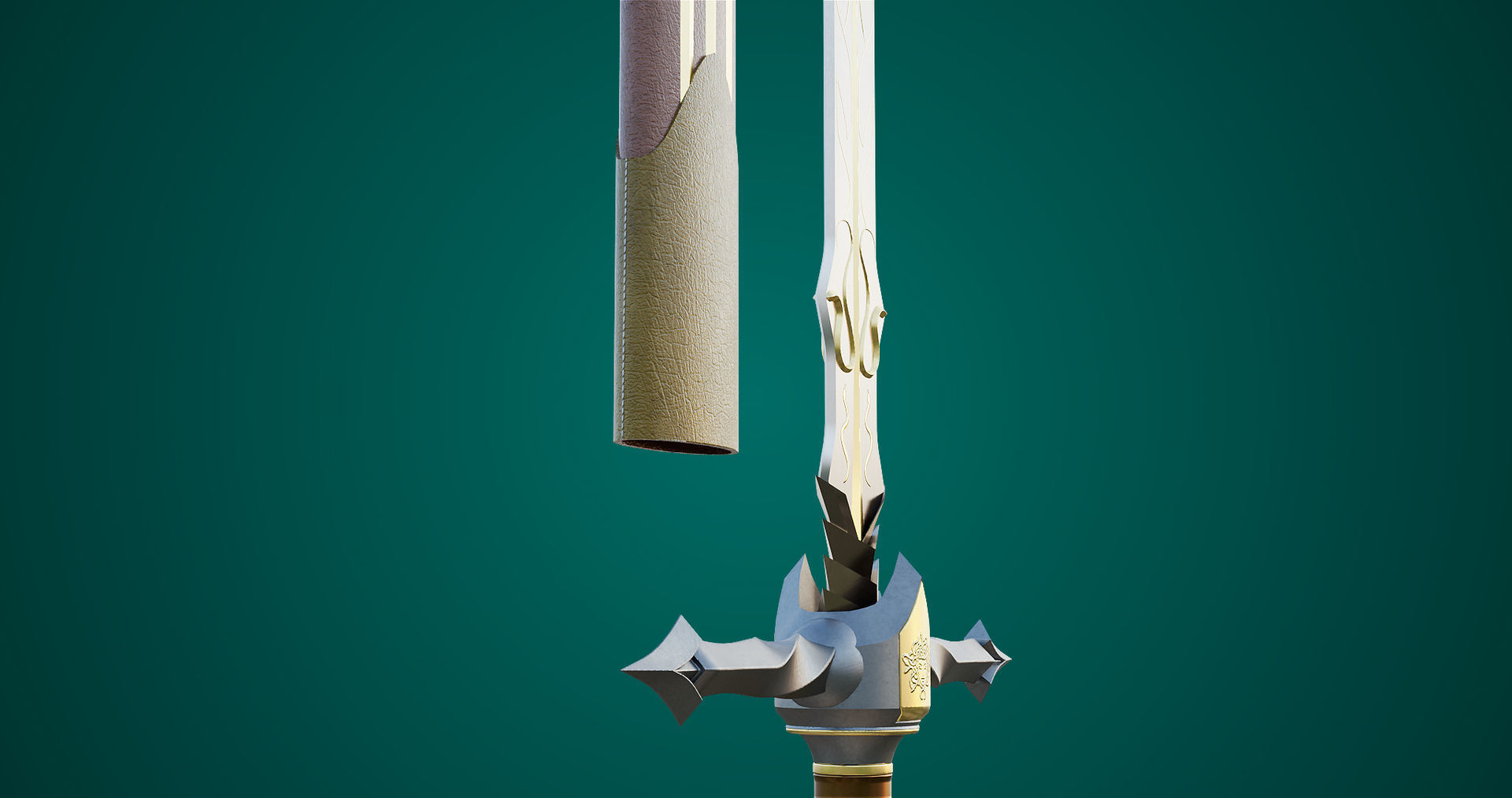 Fantasy Sword 06 Game-Ready PBR Unity UE V-Ray Textures Included Low-poly 3D model_21