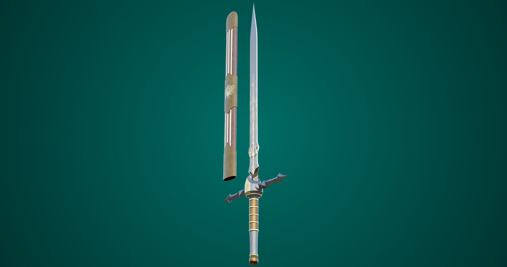 Fantasy Sword 06 Game-Ready PBR Unity UE V-Ray Textures Included Low-poly 3D model_27