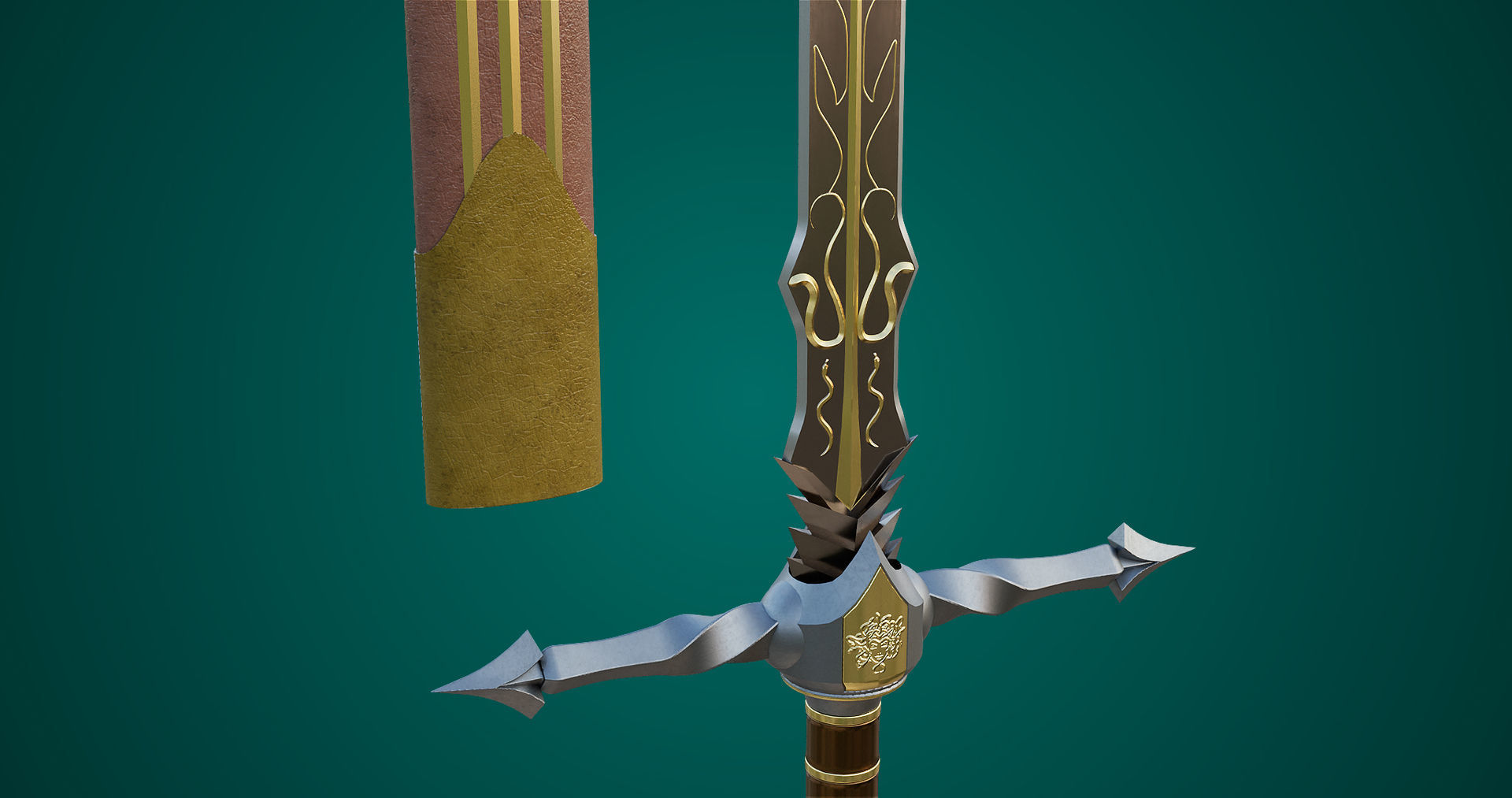 Fantasy Sword 06 Game-Ready PBR Unity UE V-Ray Textures Included Low-poly 3D model_22