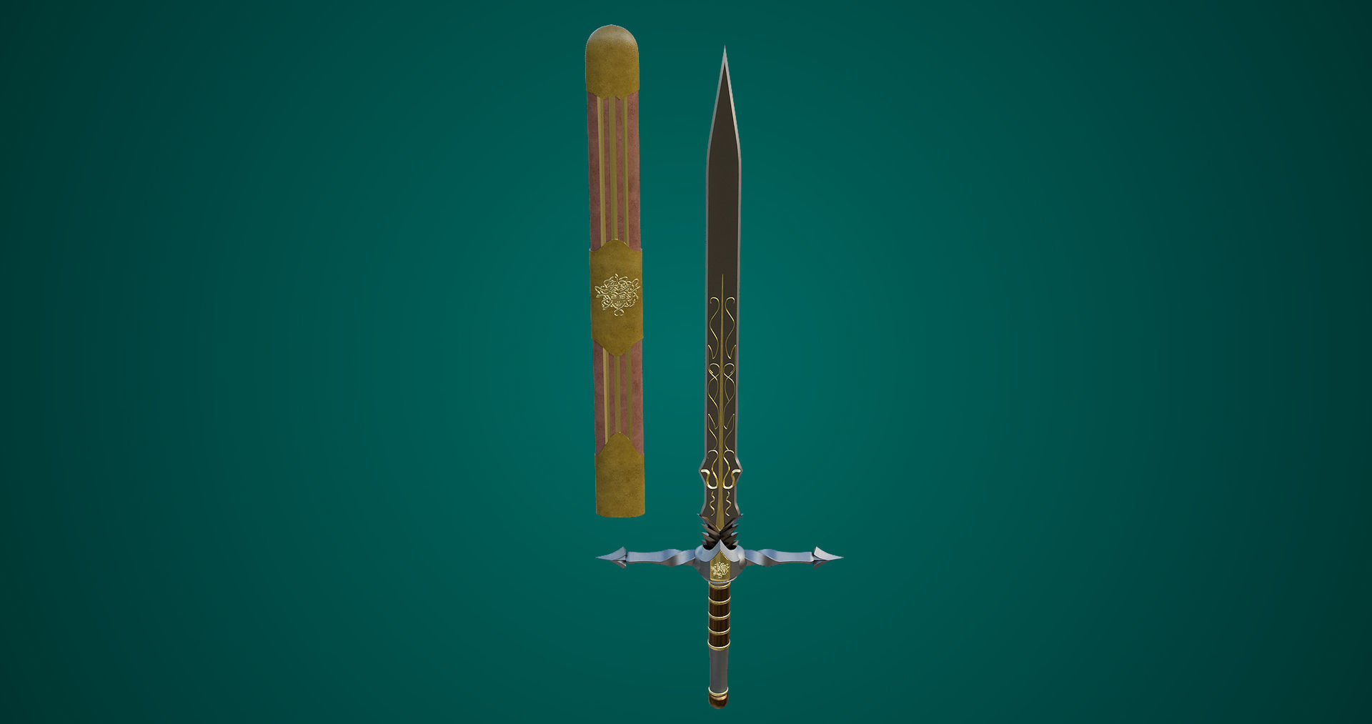 Fantasy Sword 06 Game-Ready PBR Unity UE V-Ray Textures Included Low-poly 3D model_23