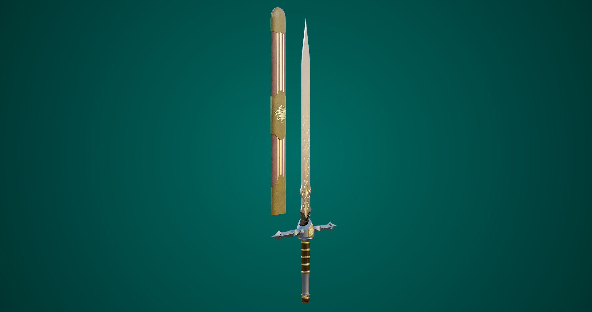 Fantasy Sword 06 Game-Ready PBR Unity UE V-Ray Textures Included Low-poly 3D model_10