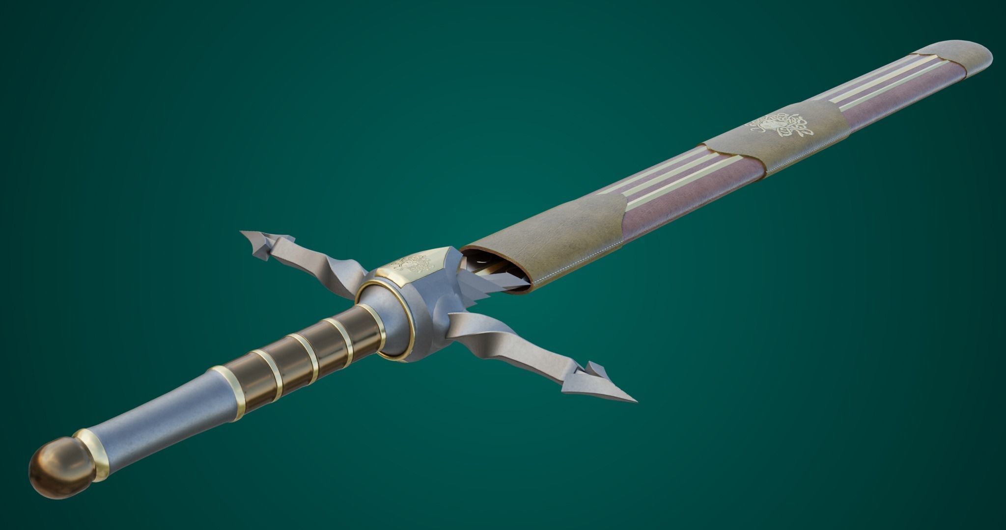 Fantasy Sword 06 Game-Ready PBR Unity UE V-Ray Textures Included Low-poly 3D model_6