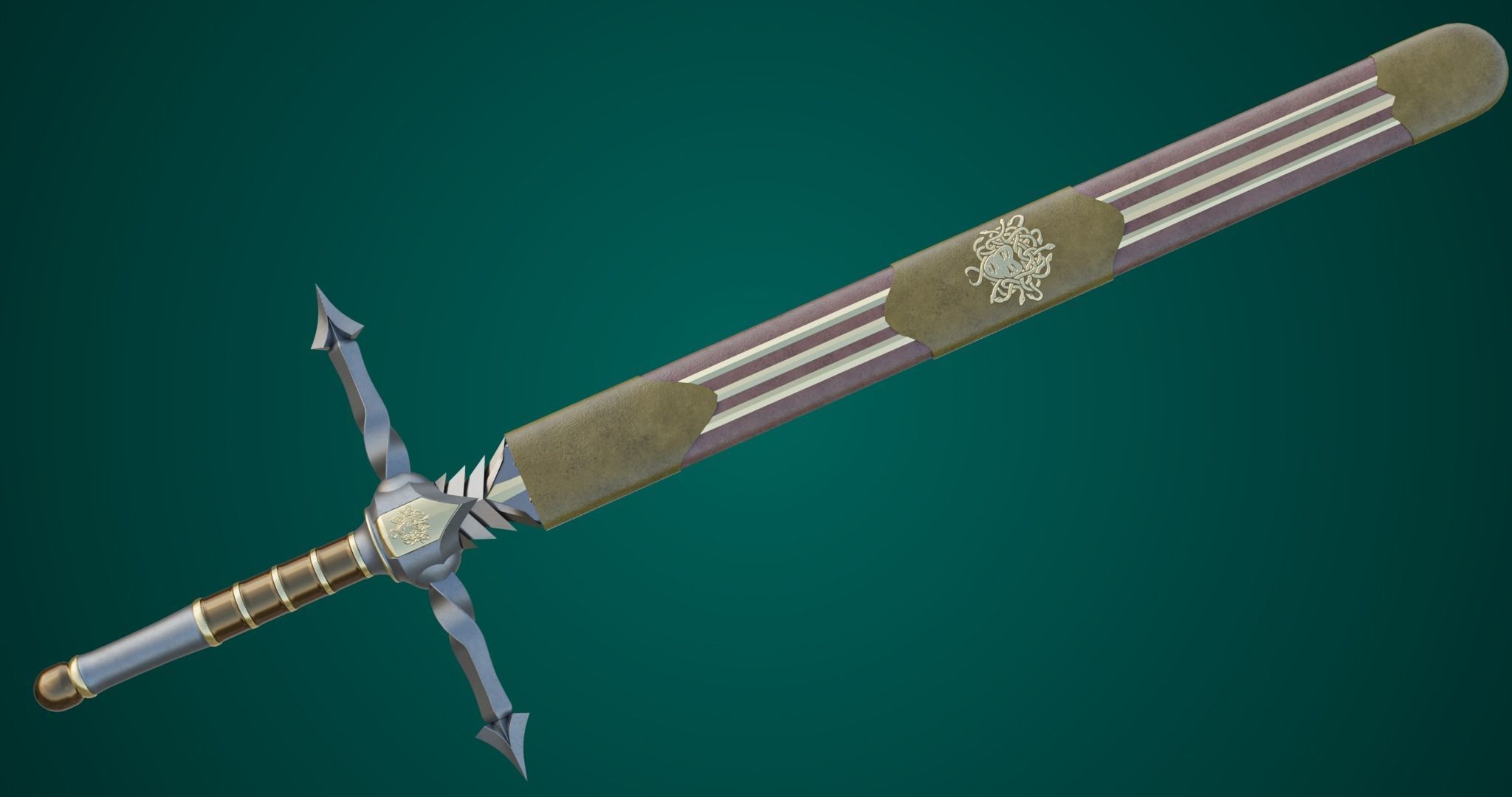 Fantasy Sword 06 Game-Ready PBR Unity UE V-Ray Textures Included Low-poly 3D model_3