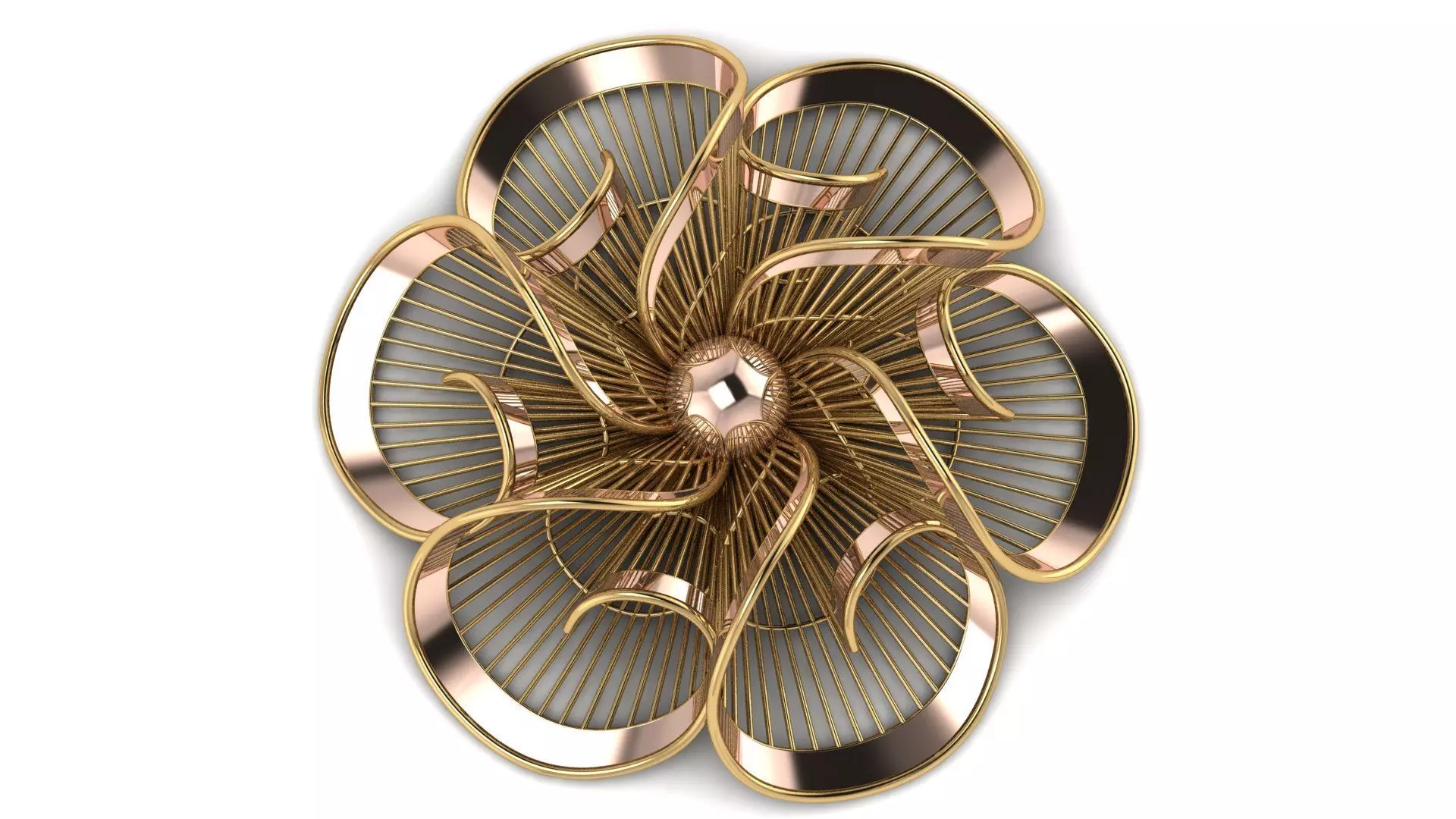 fizyon3d flower in gold and silver 3D print model