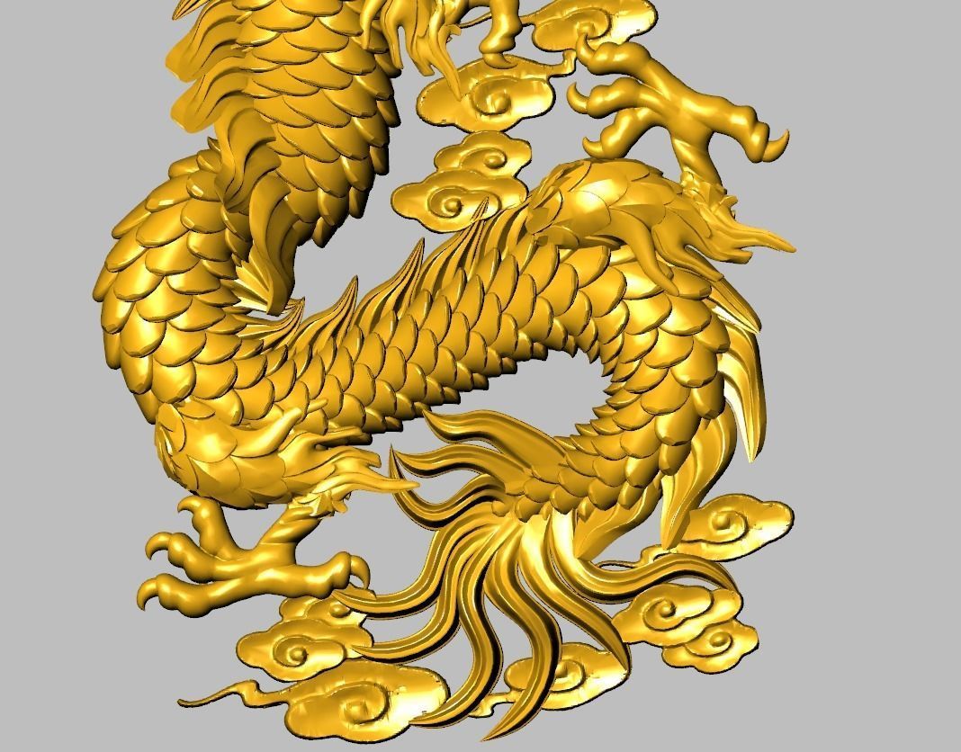 Asian china relief dragon pendant in the sky 18 3D print model_4