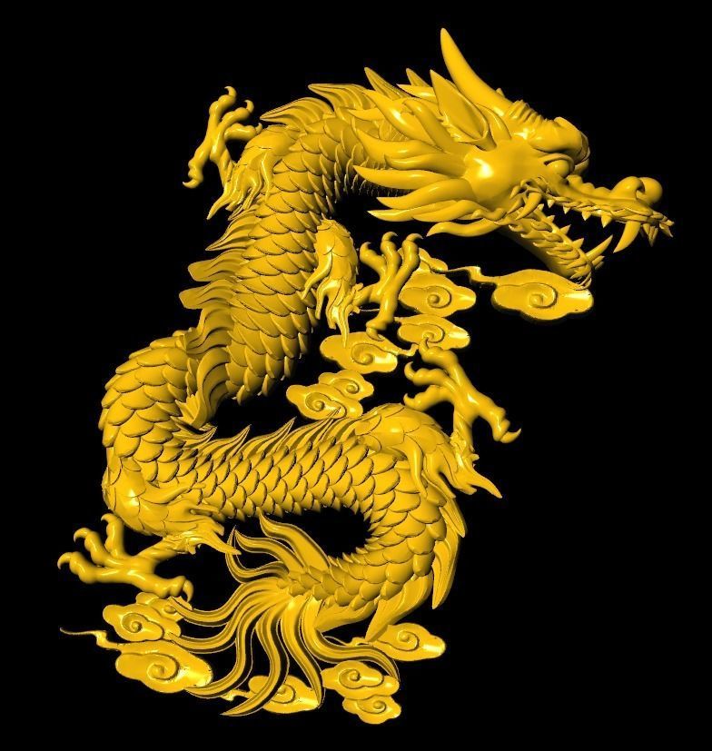 Asian china relief dragon pendant in the sky 18 3D print model_2