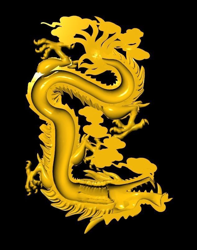 Asian china relief dragon pendant in the sky 18 3D print model_5