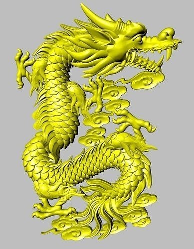 Asian china relief dragon pendant in the sky 18 3D print model