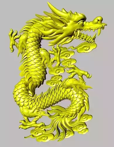 Asian china relief dragon pendant in the sky 18 3D print model
