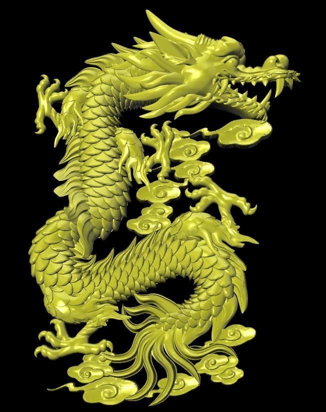 Asian china relief dragon pendant in the sky 18 3D print model_1