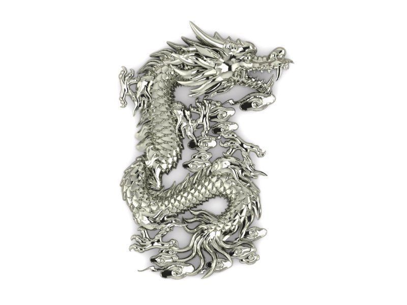 Asian china relief dragon pendant in the sky 18 3D print model_9