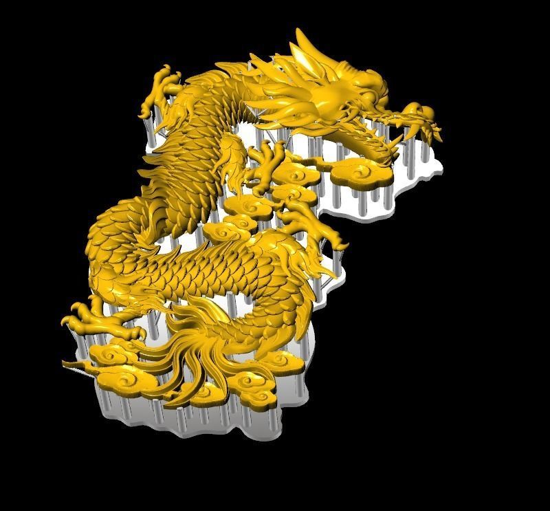 Asian china relief dragon pendant in the sky 18 3D print model_7