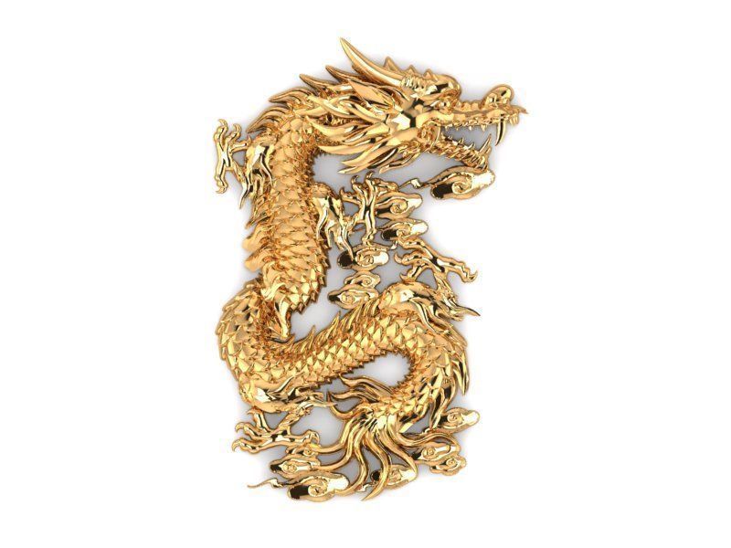 Asian china relief dragon pendant in the sky 18 3D print model_8