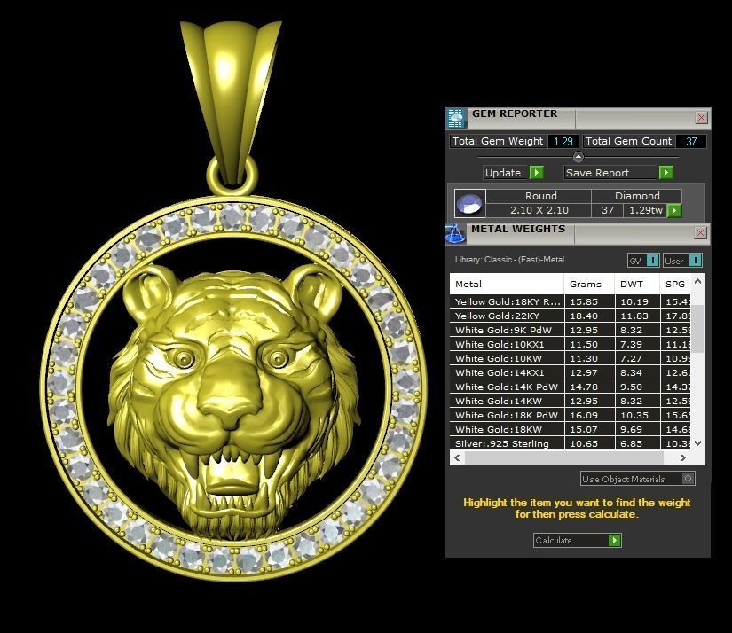 Jewelry Pendant Tiger  3D print model_2