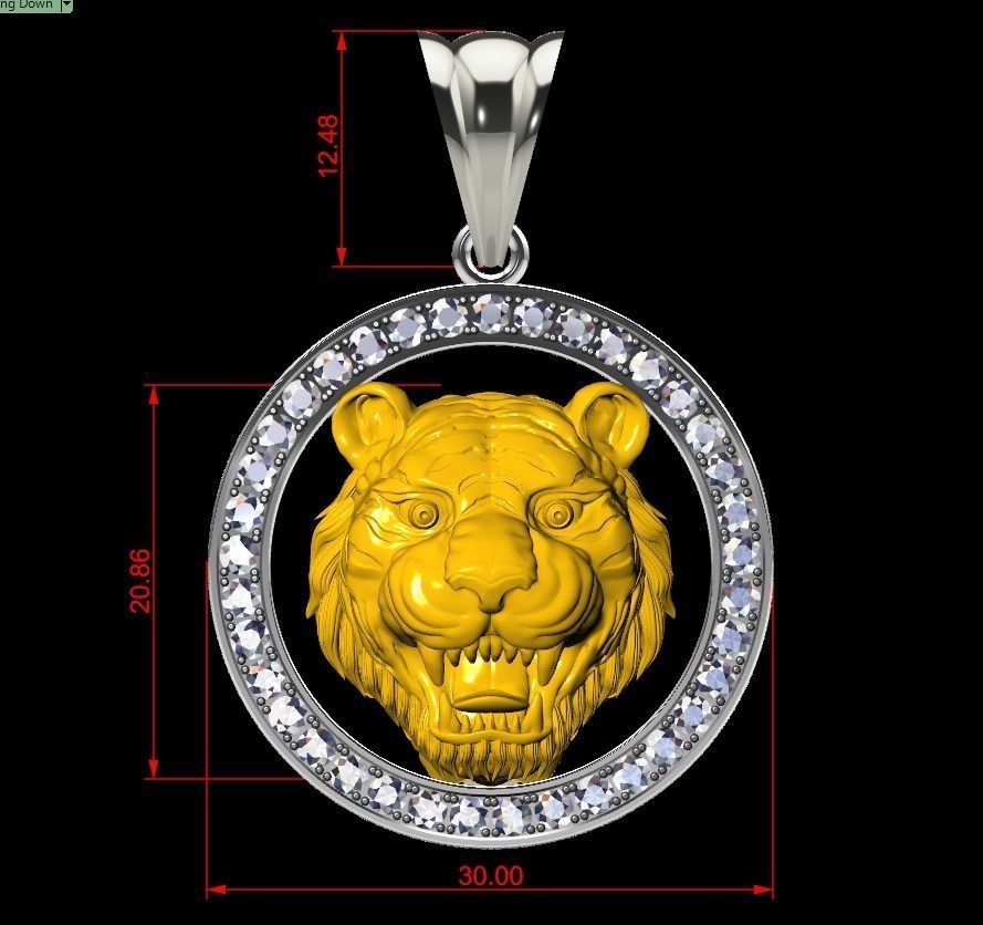 Jewelry Pendant Tiger  3D print model_5