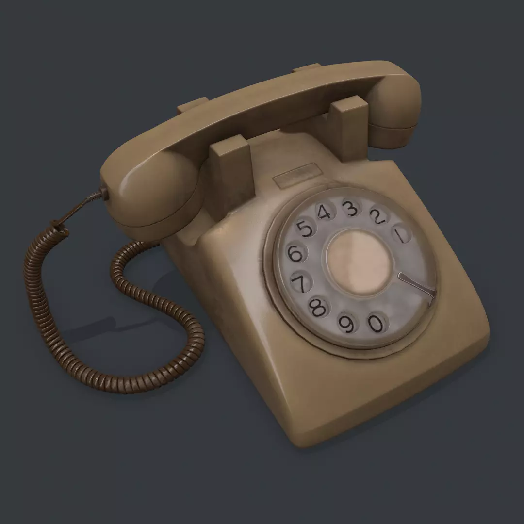 vintage phone Pbr 3D model_0