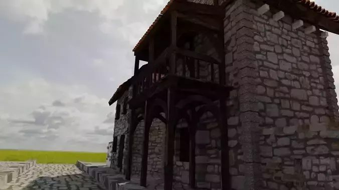 Medieval Town model Low-poly 3D model