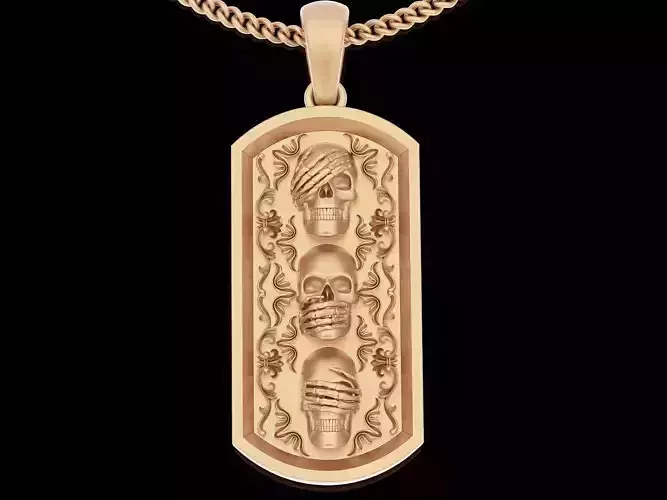 Skulls pendant silver gold printable jewelry 3D model