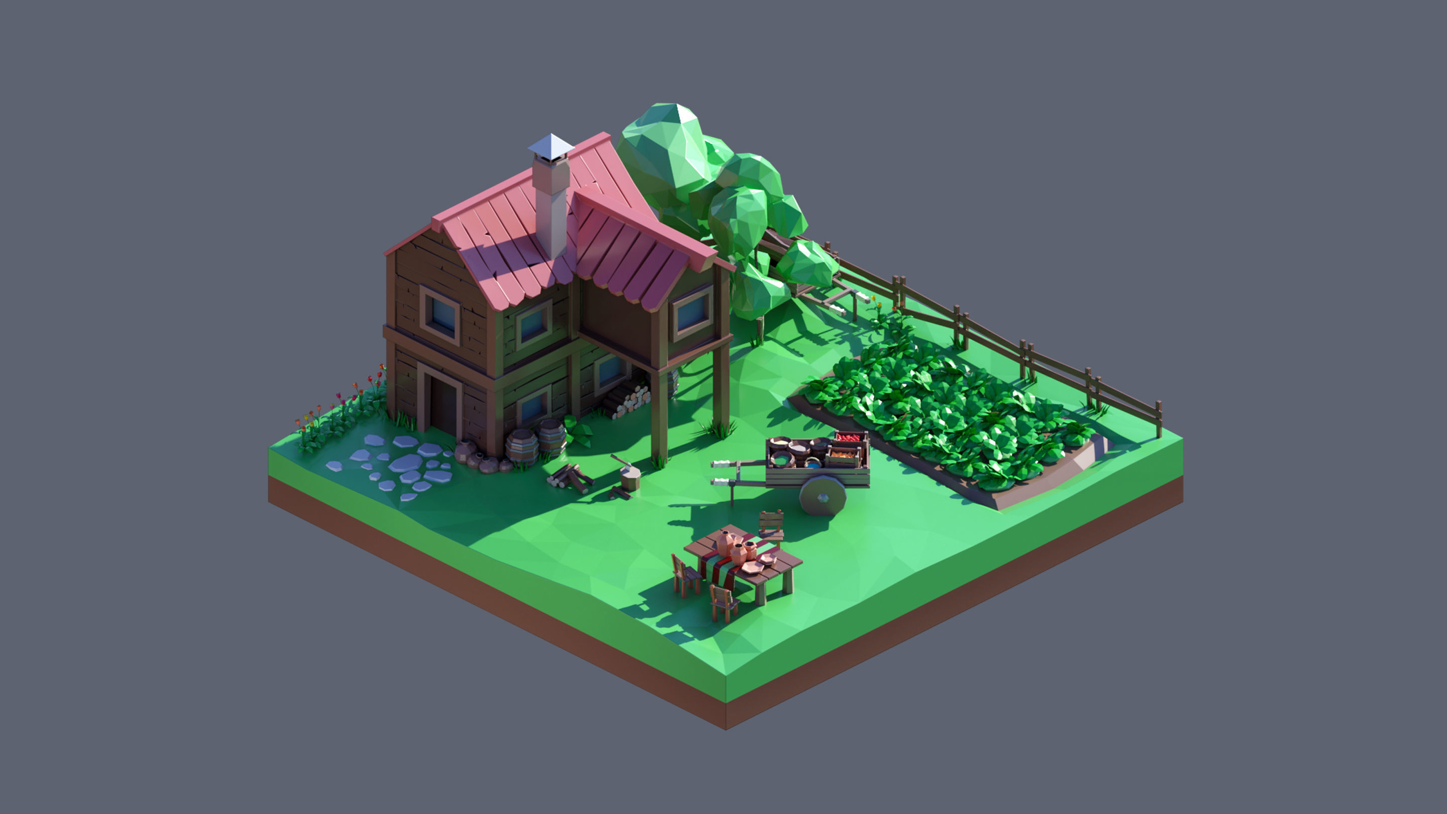 land 70A Low-poly 3D model_3