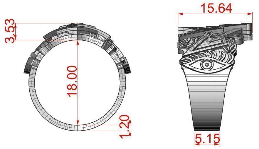 Mason Man ring 4 3D print model 3D print model_3