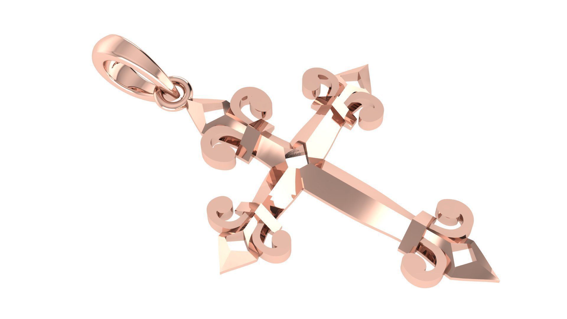 CROSS PENDANT CR124 3D print model_3