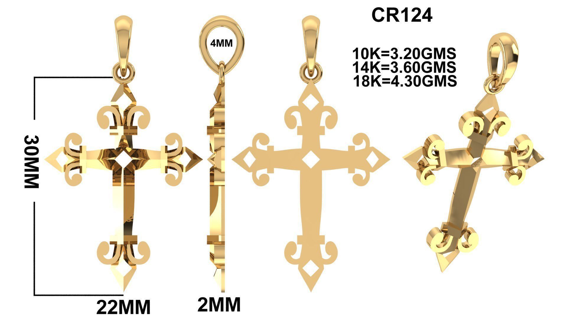 CROSS PENDANT CR124 3D print model_6