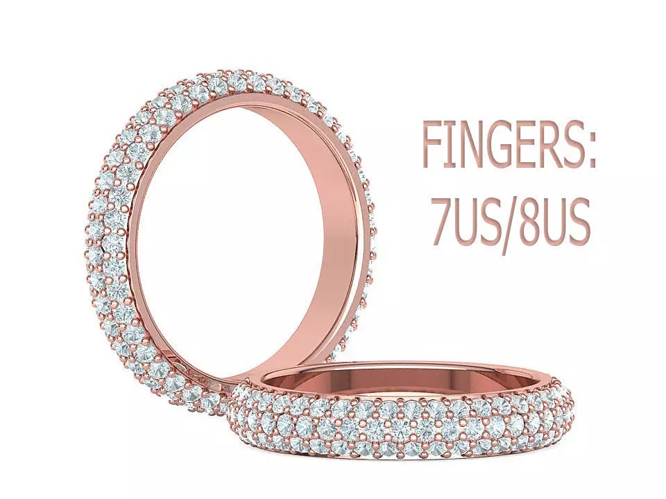 Eternity Diamond Band 3Row Pave Setting Band 7US 8US 3D print model