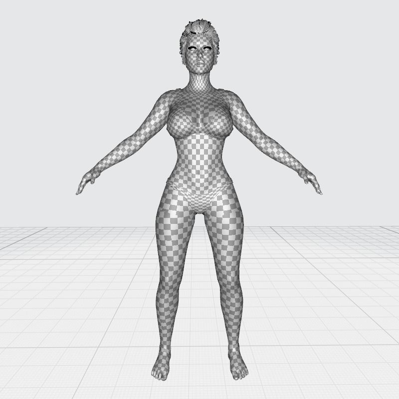 Naked Realistic Latina Woman Game Ready Low-poly 3D model_22