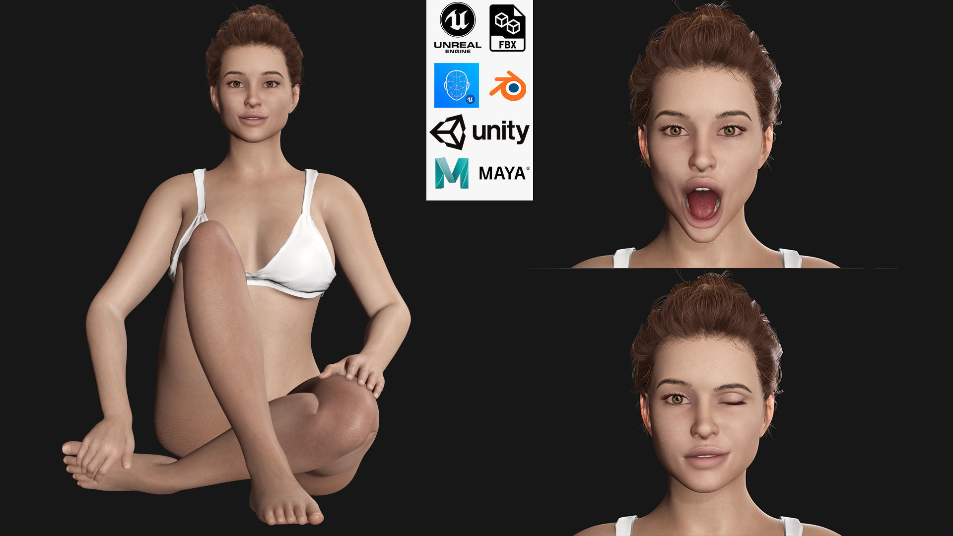 Naked Realistic Latina Woman Game Ready Low-poly 3D model_1