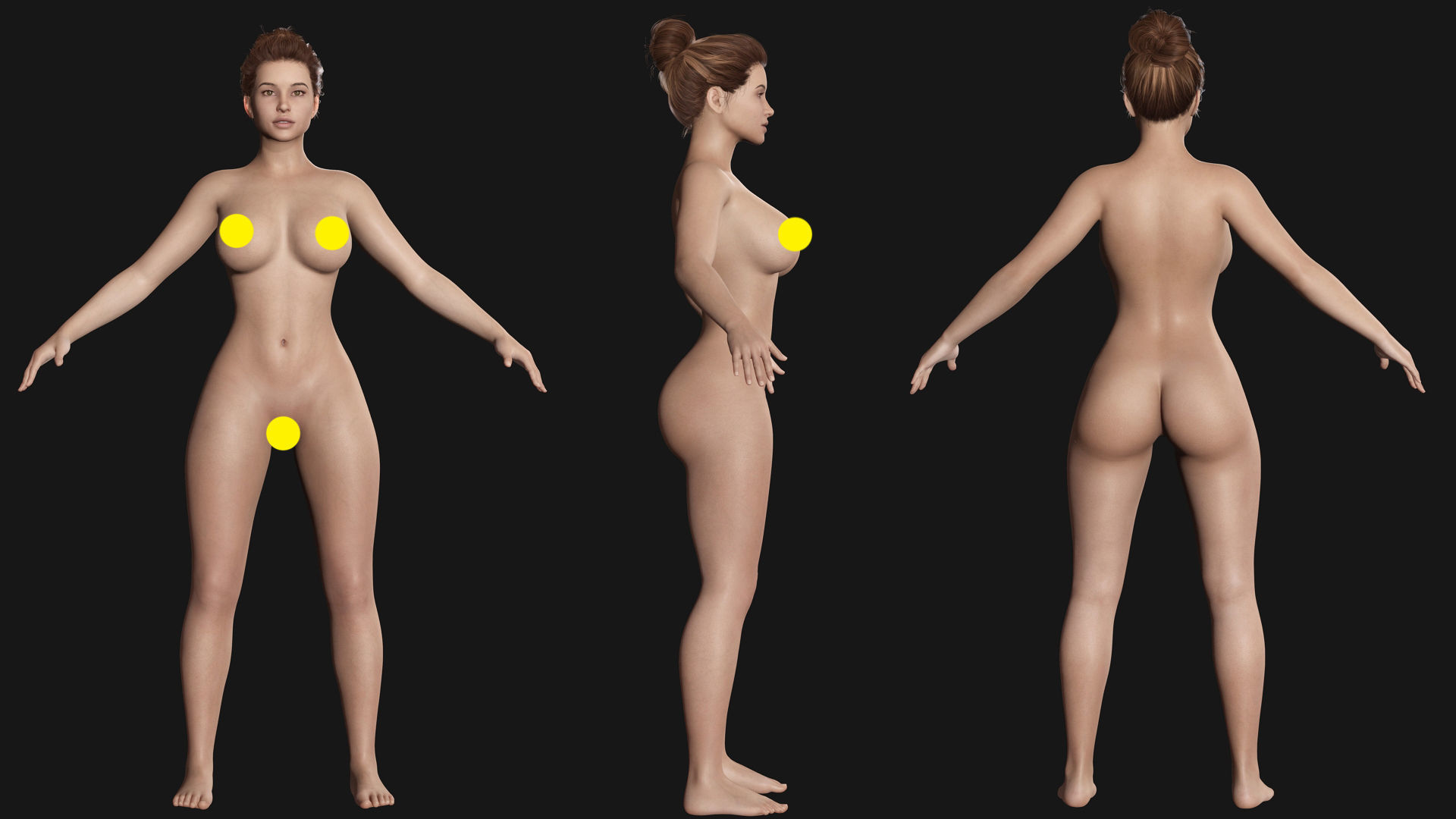 Naked Realistic Latina Woman Game Ready Low-poly 3D model_10
