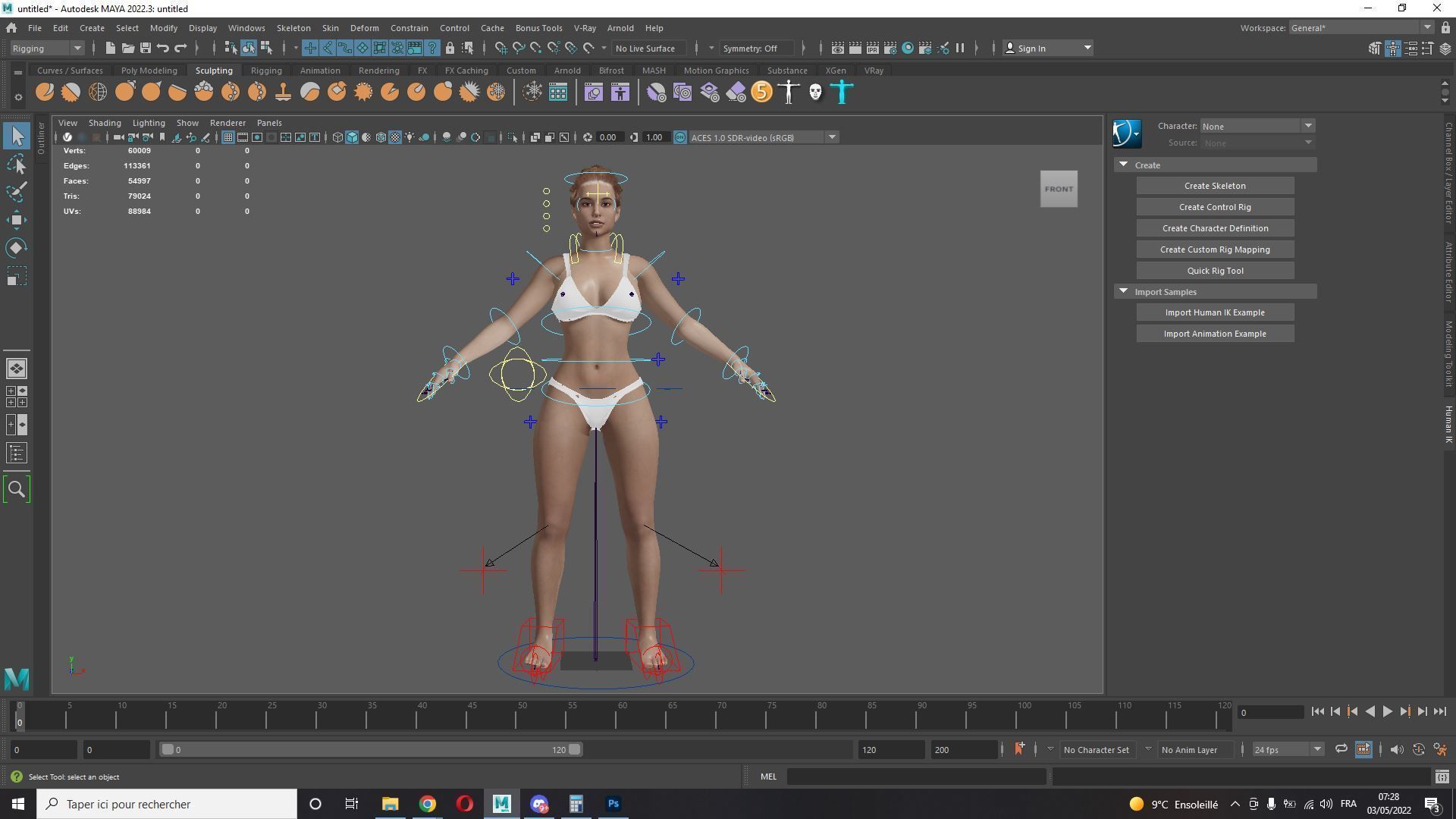 Naked Realistic Latina Woman Game Ready Low-poly 3D model_15