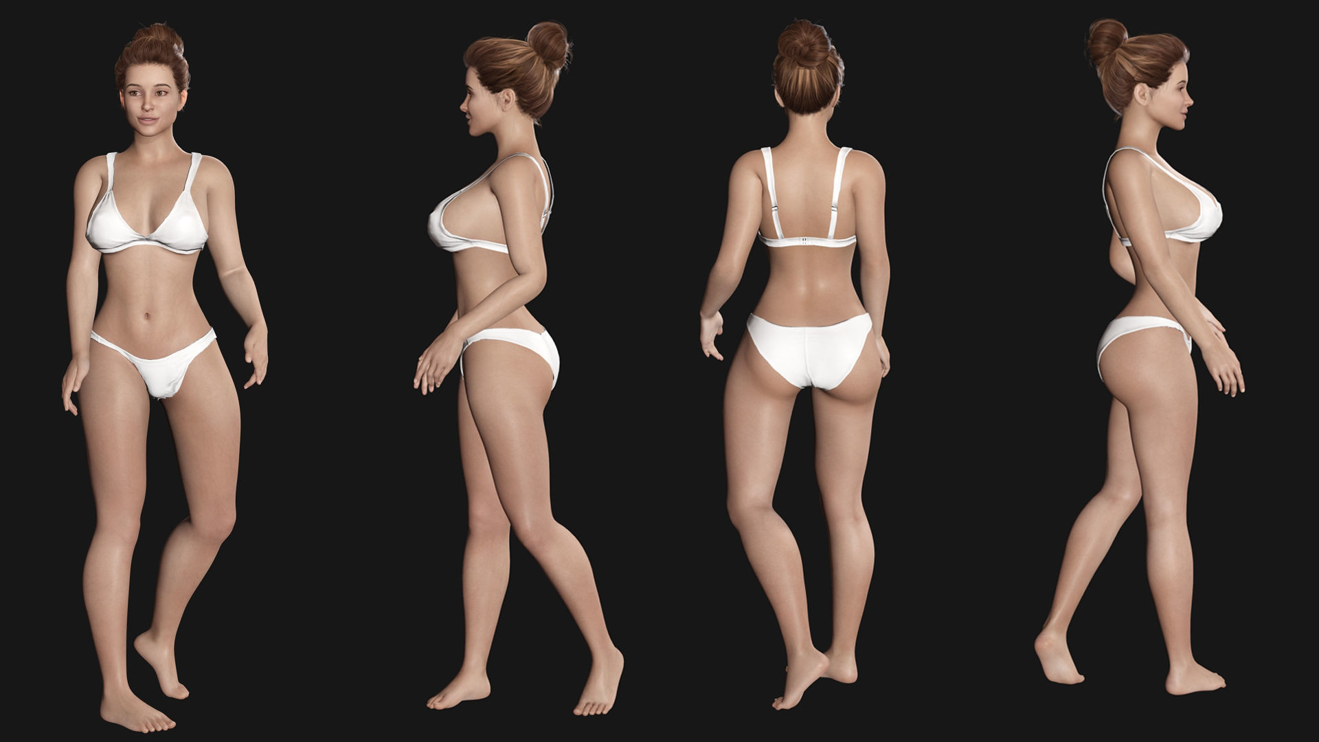 Naked Realistic Latina Woman Game Ready Low-poly 3D model_6
