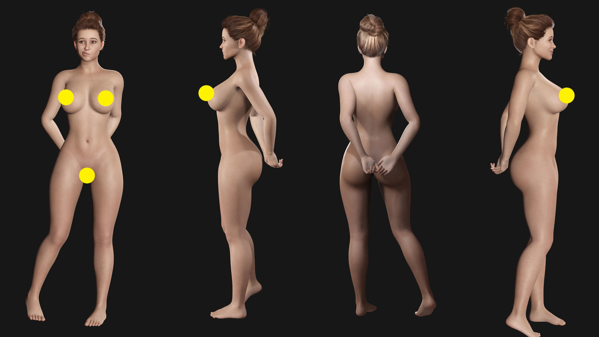 Naked Realistic Latina Woman Game Ready Low-poly 3D model_7